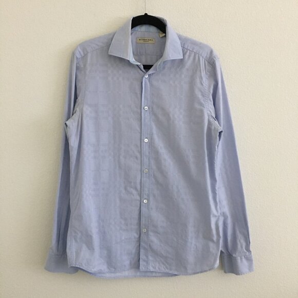BURBERRY LONDON Mens Large 15 1/2 -39 Dress Shirt Button Down Light Blue Cotton - Picture 1 of 14